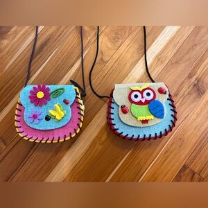 Colorful Kids' Crossbody Bags with Owl and Flower Designs